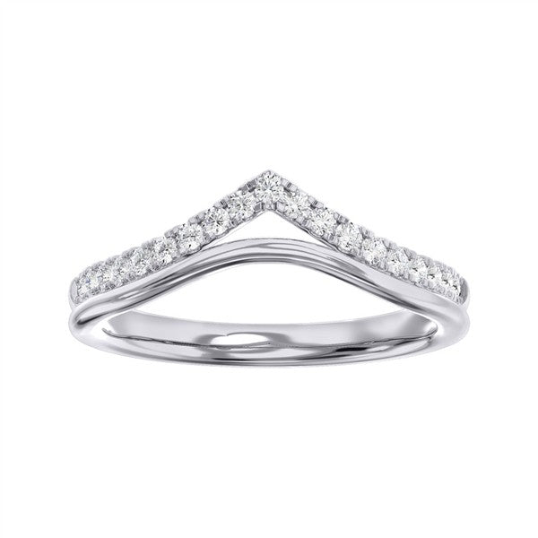 14K Chevron Contour Diamond Wedding Band
