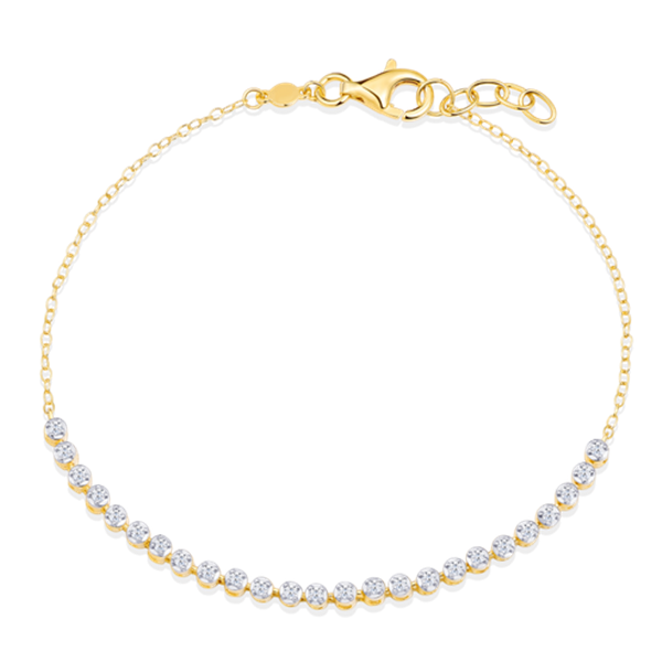 14K Gold Plated Line Bolo Lab Diamond Bracelet