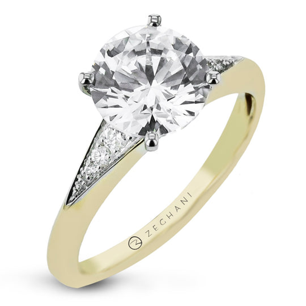14K Four-Prong Tapered Knife Edge Diamond Semi-Mount Engagement Ring