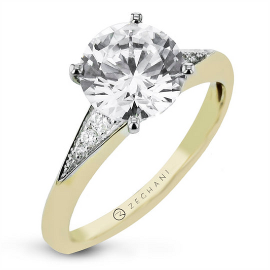 14K Four-Prong Tapered Knife Edge Diamond Semi-Mount Engagement Ring