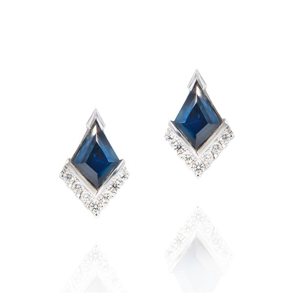 14K Blue Sapphire Kite Stud Earrings