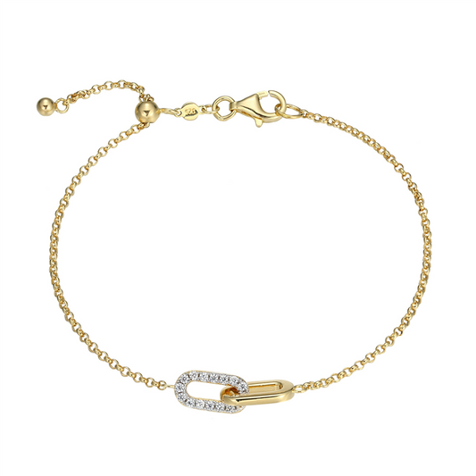 Gold Plated Lab Grown Diamond Linked Bracelet