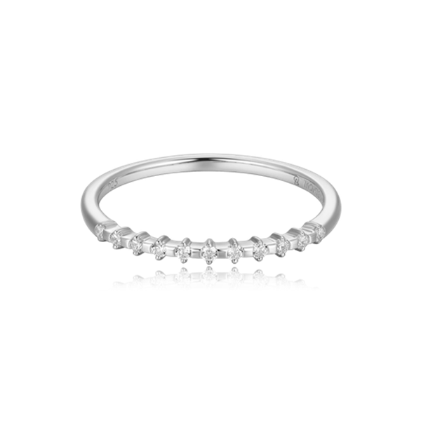 Sterling Silver Rhodium Plated Stackable Lab Grown Diamond Fashion Ring