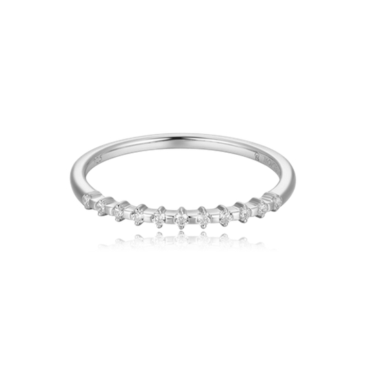 Sterling Silver Rhodium Plated Stackable Lab Grown Diamond Fashion Ring