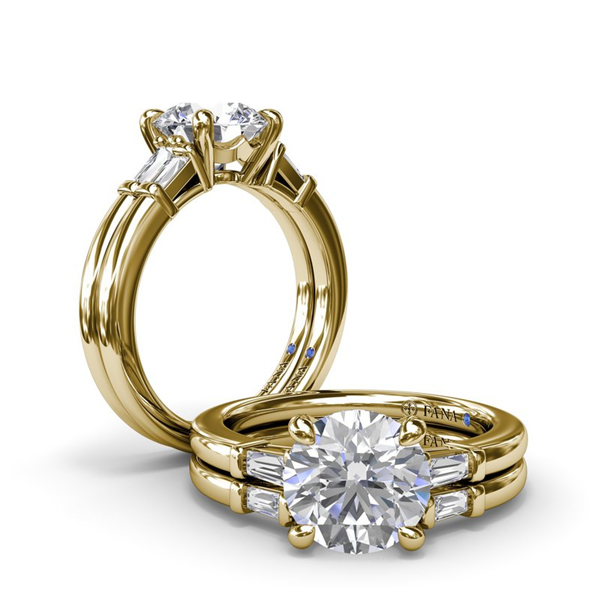 14K Tapered Baguette Diamond Semi-Mount Engagement Ring