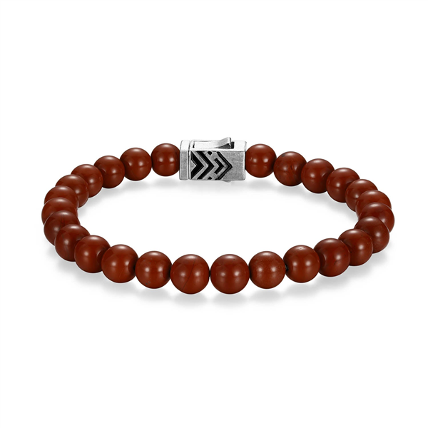 Sterling Silver Red Jasper Beaded Bracelet