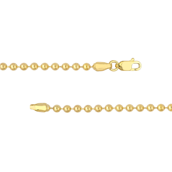 14 Karat Yellow Gold 3mm Bead Chain Bracelet