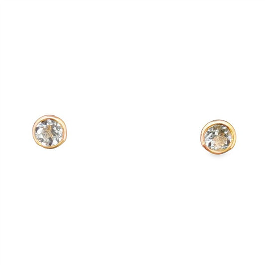 14K Aquamarine Birthstone Bezel Stud Earrings