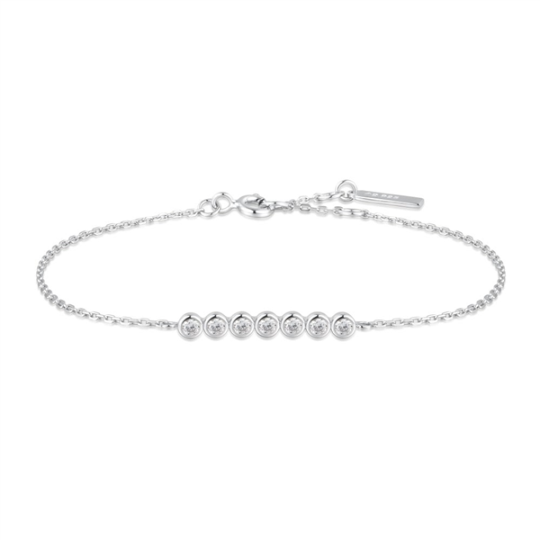 Sterling Silver CZ Bezel Bar Bracelet
