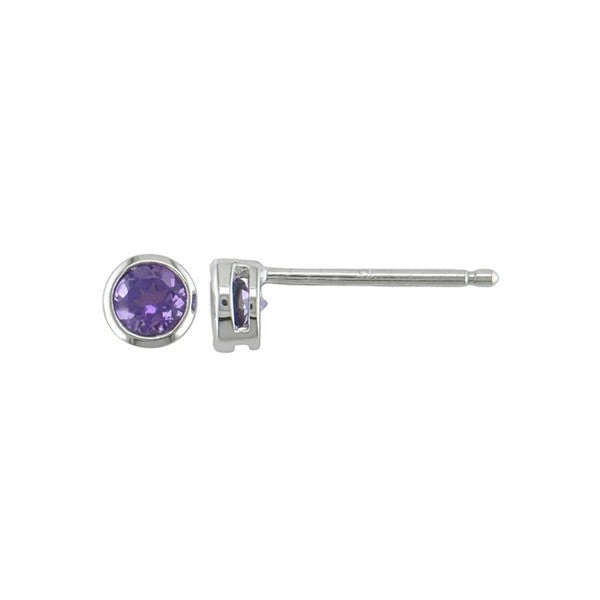 14K 3.5mm Amethyst Bezel Stud Earrings