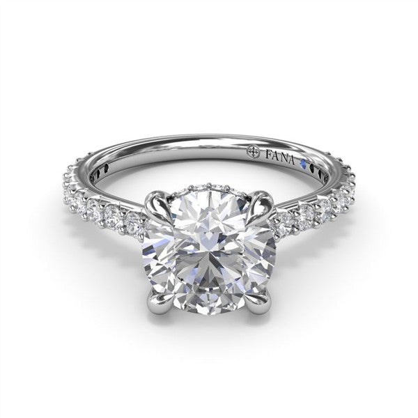 14K Diamond Hidden Halo Semi-Mount Engagement Ring