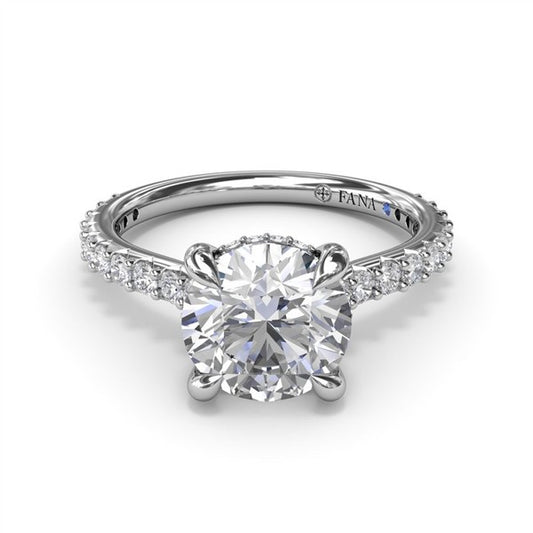 14K Diamond Hidden Halo Semi-Mount Engagement Ring