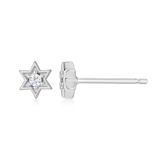 Sterling Silver Lab Grown Diamond Star Stud Earrings
