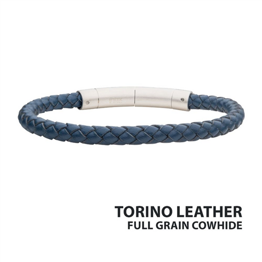 Genuine Full Grain Cowhide Blue Leather Bracelet