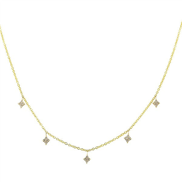14K Star Drop Diamond Station Necklace