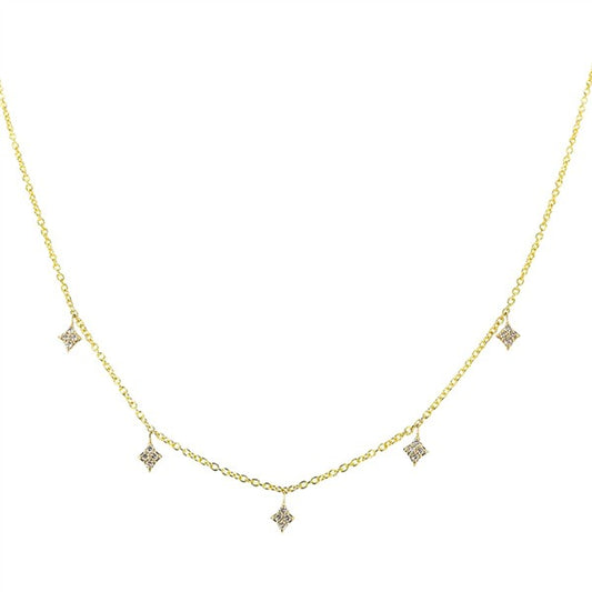14K Star Drop Diamond Station Necklace