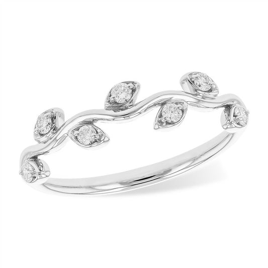 14K Diamond Leaf Wedding Band