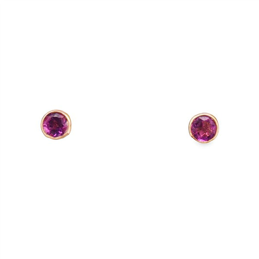 14K Amethyst Birthstone Bezel Stud Earrings