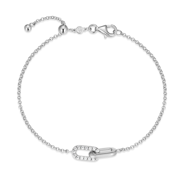 Silver Lab Grown Diamond Linked Bracelet