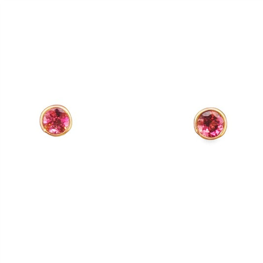 14K Rhodolite Garnet Birthstone Bezel Stud Earrings