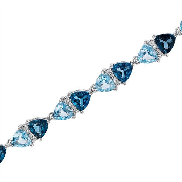 14K Trillian London Blue Topaz & Swiss Blue Topaz Pattern Bracelet
