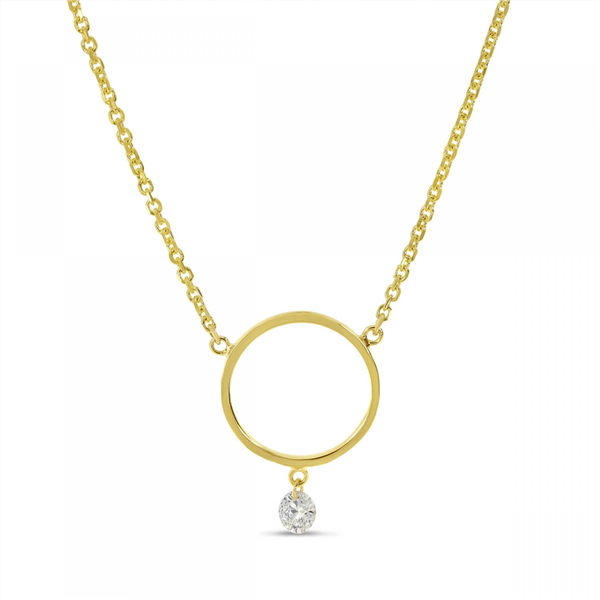14K Pierced Diamond Circle Necklace