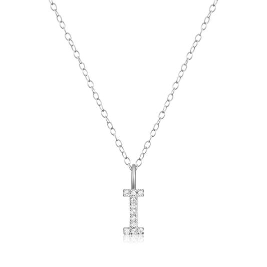 Sterling Silver Initial "I" Lab Grown Diamond Necklace