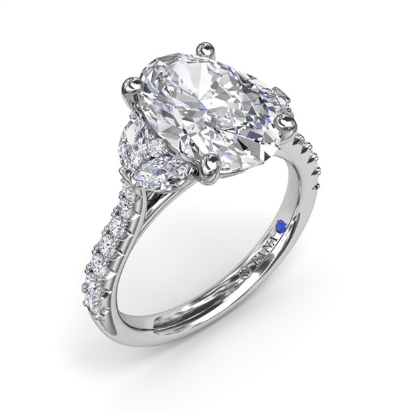14K Marquise Accented Semi-Mount Diamond Engagement Ring