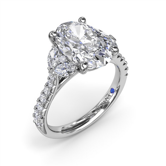 14K Marquise Accented Semi-Mount Diamond Engagement Ring