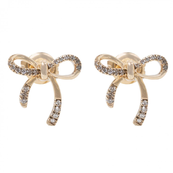 14K Petite Diamond Accented Bow Stud Earrings