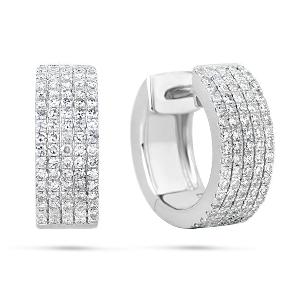 14 K White Gold 5 Row Diamond Earrings