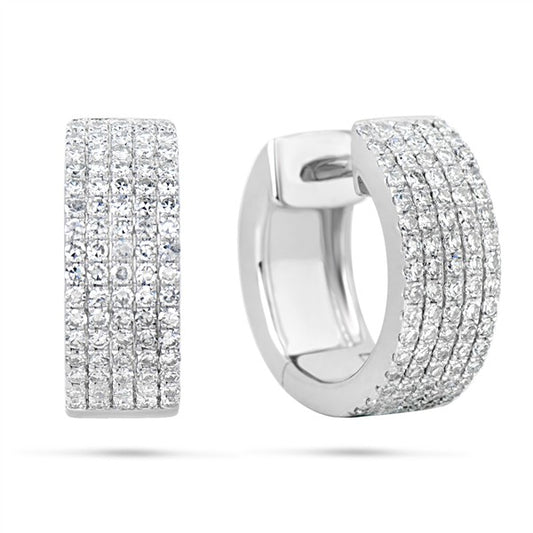 14 K White Gold 5 Row Diamond Earrings
