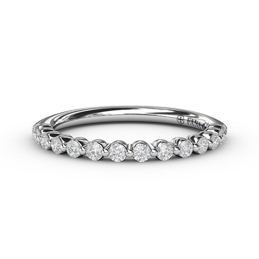 14K White Gold Diamond Single Prong Wedding Band