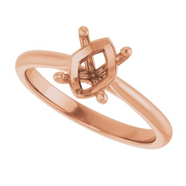 14K Rose Gold Oval Solitaire Ring Mounting