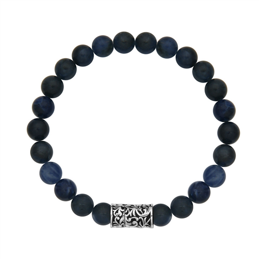 Sterling Silver Sodalite Bead Chisel Bracelet