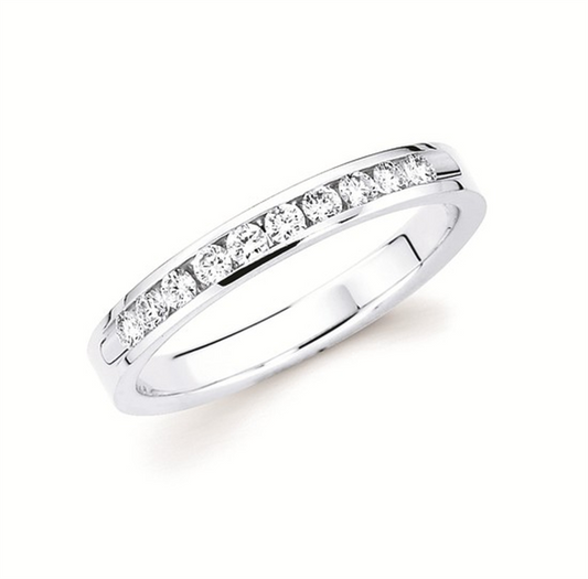 14K 1/4ctw Channel Set Diamond Wedding Band