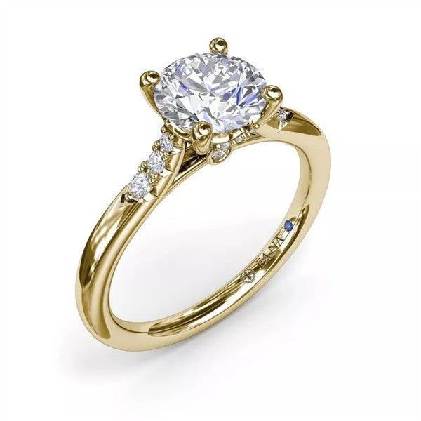 14K Yellow Gold Diamond Cathedral Semi-Mount Engagement Ring