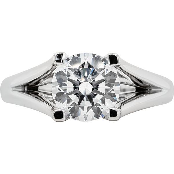 14 Karat White Gold Diamond Split Shank Semi-Mount Engagement Ring