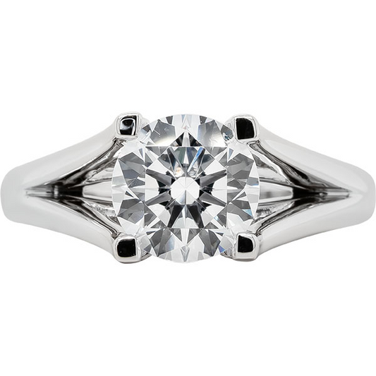 14 Karat White Gold Diamond Split Shank Semi-Mount Engagement Ring