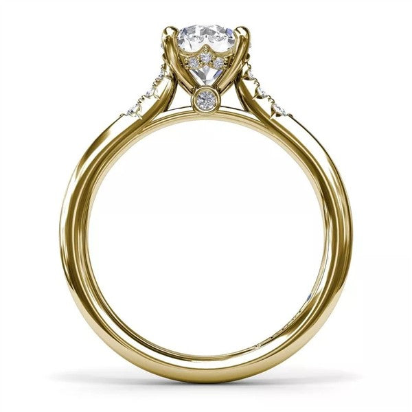 14K Yellow Gold Diamond Cathedral Semi-Mount Engagement Ring