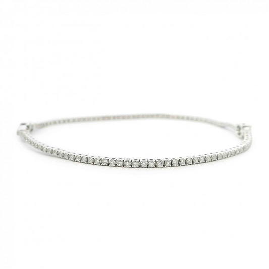 18K Center Oval Accent Diamond Tennis Bracelet
