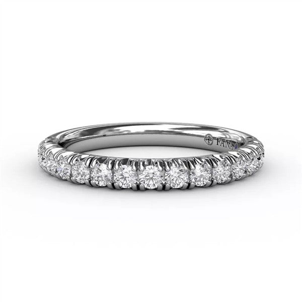 14 Karat White Gold Diamond Pave Wedding Band