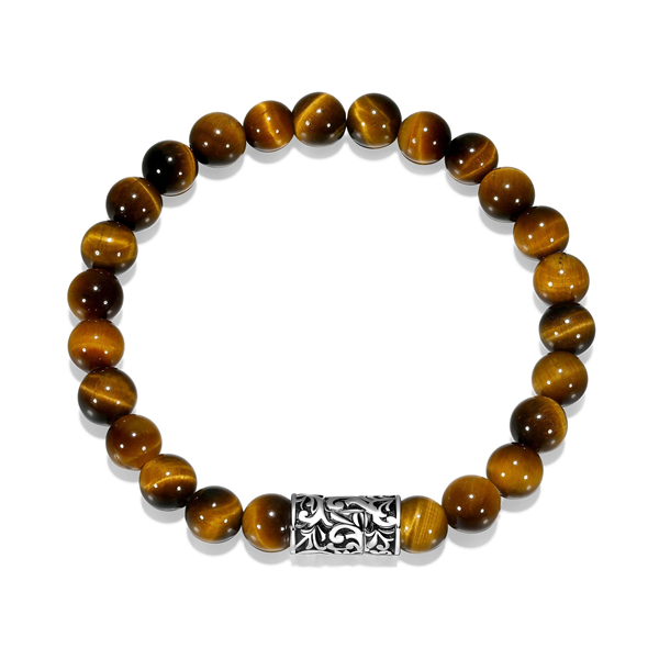 Sterling Silver Tiger Eye Bead Bracelet