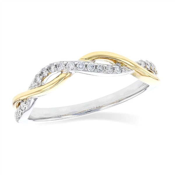 14K Two Tone Twisted Diamond Enhancer Wedding Band