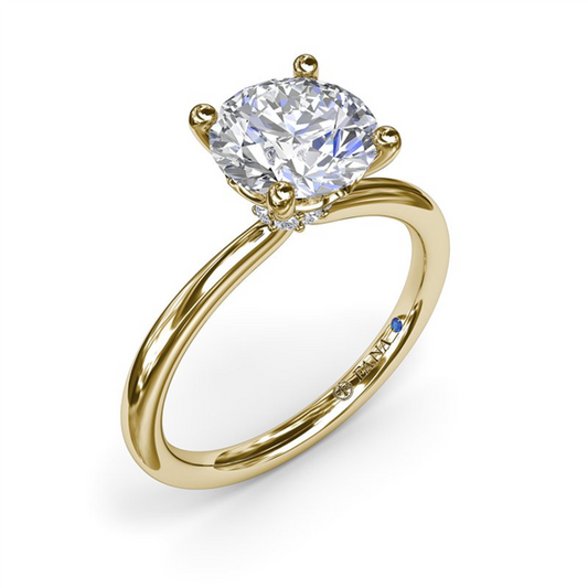 14K Diamond Collar Semi-Mount Engagement Ring