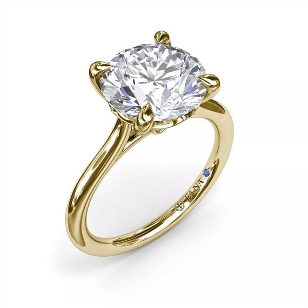 14 Karat Yellow Gold Diamond Solitaire Semi-Mount Engagement Ring
